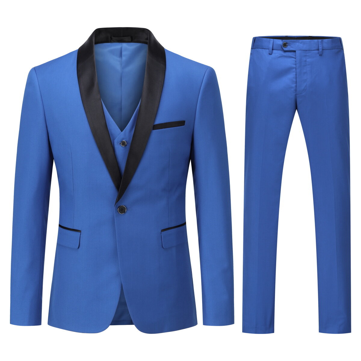 Youthup Mens 3-Pce Business Suit Slim Fit Wedding Party Blazer and Vest and Pants