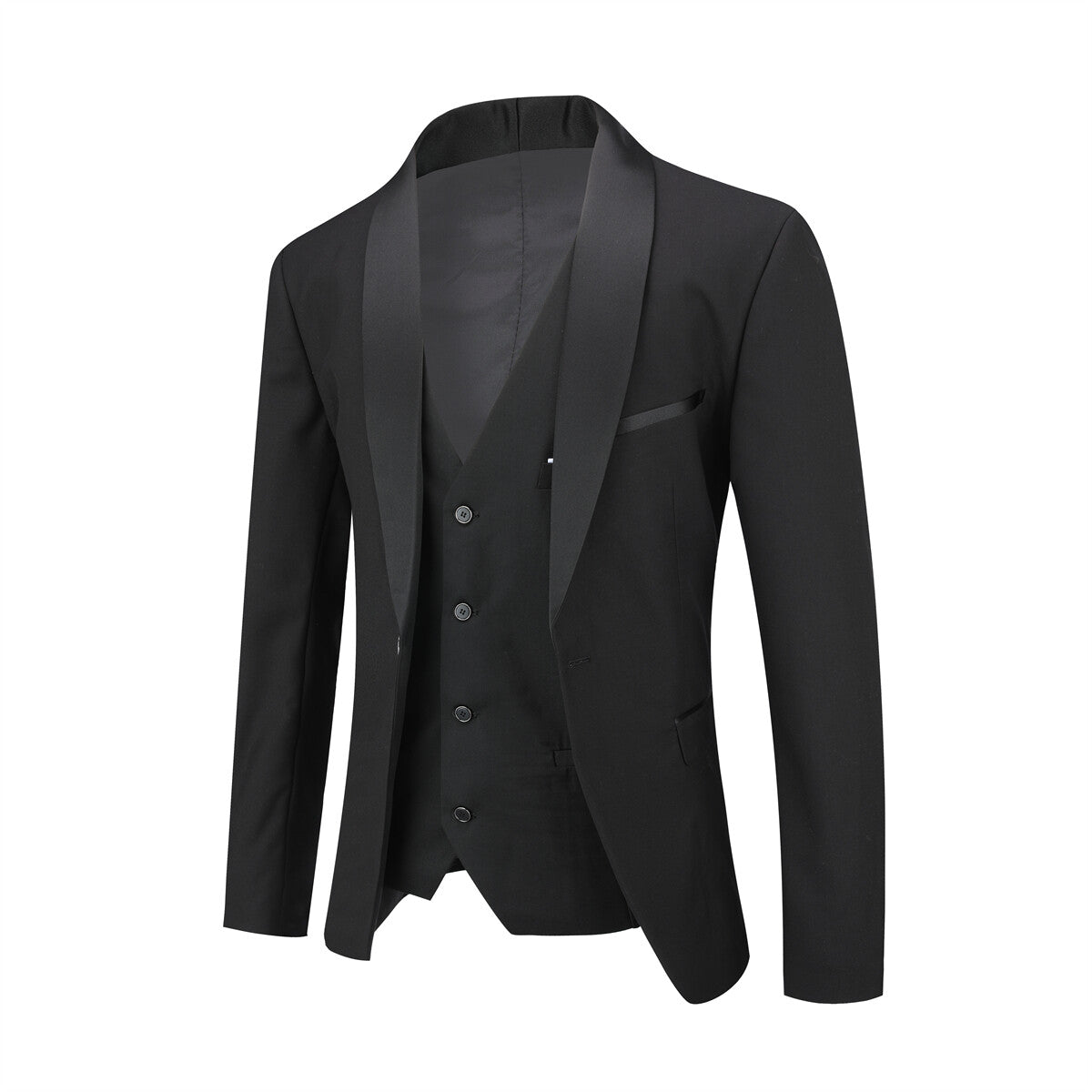 YOUTHUP Mens 3 Piece Formal Shawl Lapel Slim Dress Suit Set