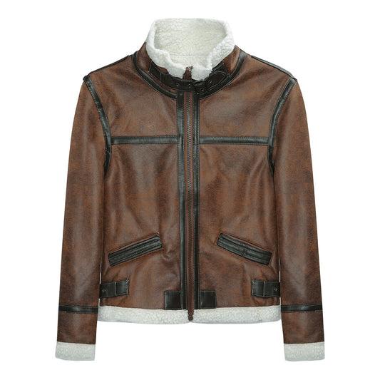 Youthup Mens Winter Slim Fit PU Faux Leather Jacket