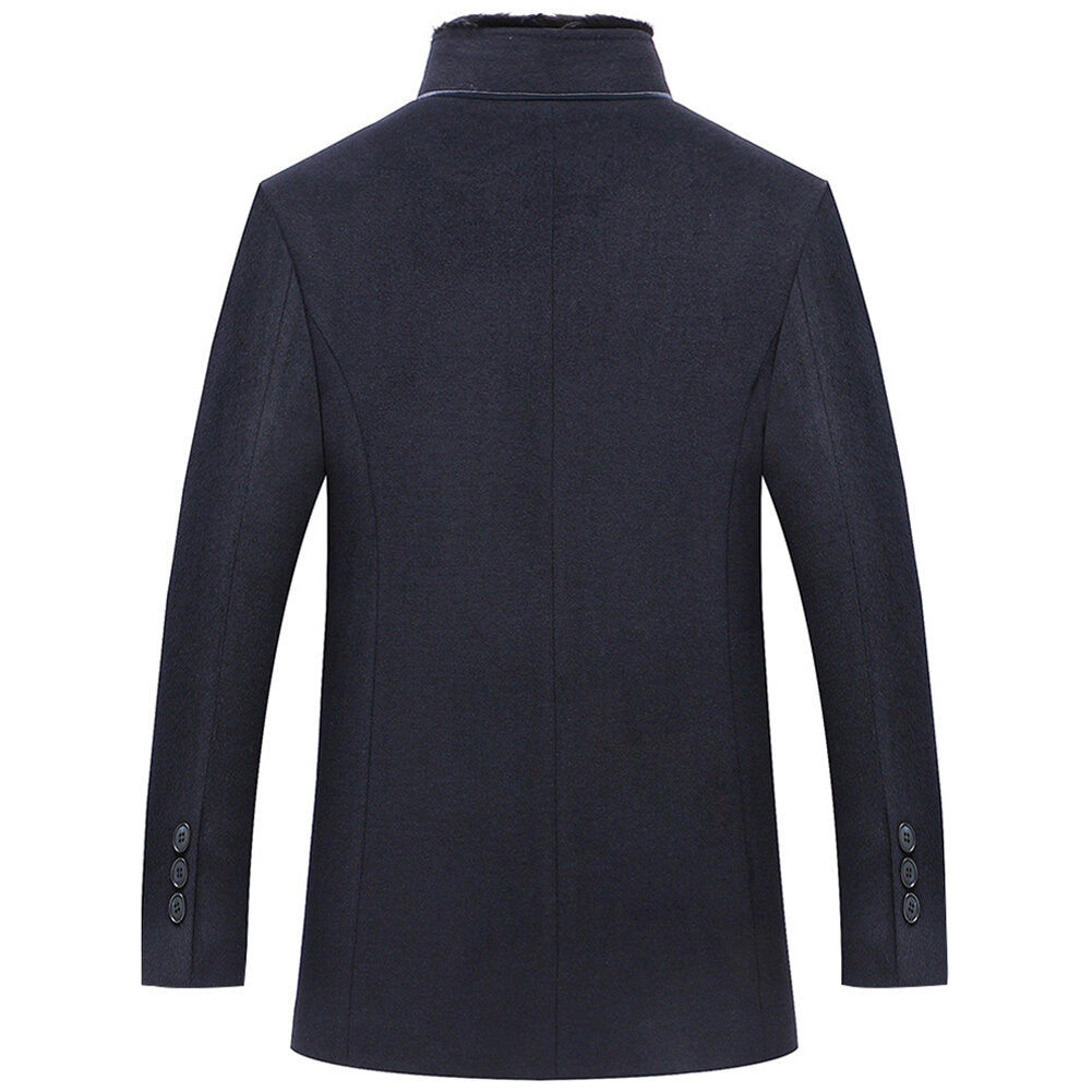 Youthup Mens Fur Collar Wool Coat