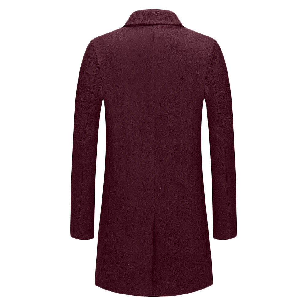 Youthup Mens Wool Blend Coat Lapel Fashion Slim Fit Overcoat