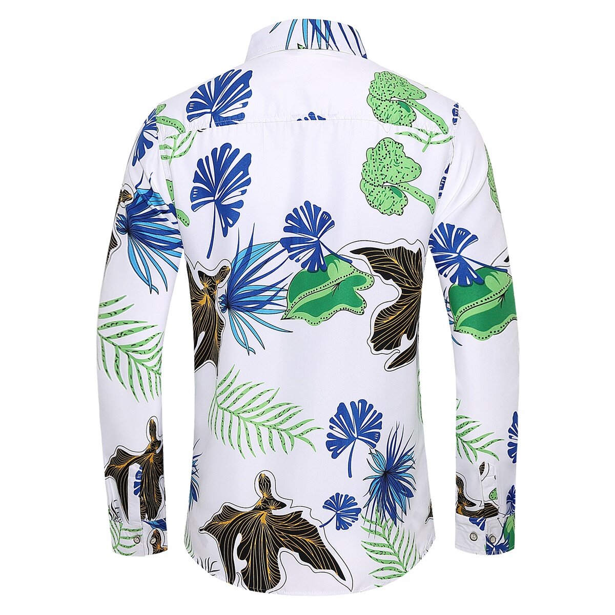 Youthup Mens Regular Fit Long Sleeve Leaves Print Plus Size Shirts