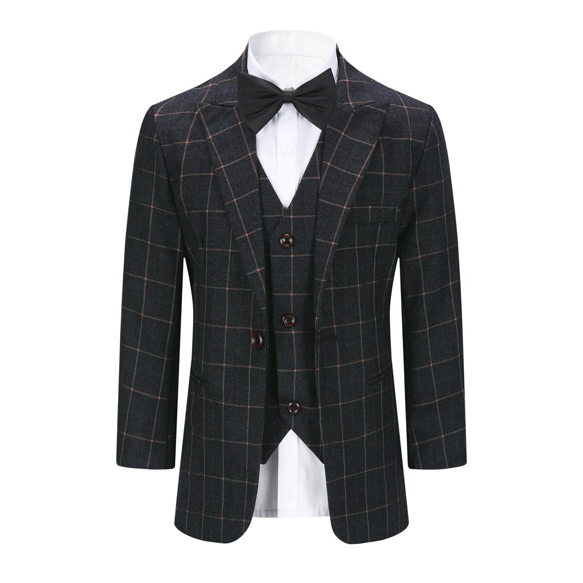 Youthup Boys 3 Piece Plaid Dress Wedding Party Suit Blazer and Vest and Pants