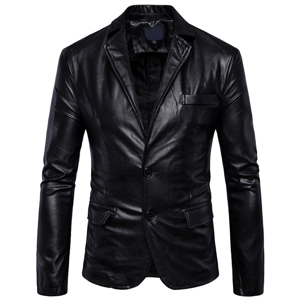 Youthup Mens Slim Fit Leather Blazer Motorcycle Jacket