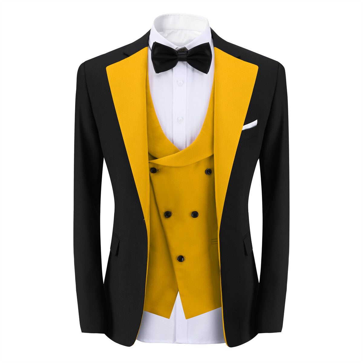 Youthup Mens 3Pce ColorBlock Dress Suits Wedding Blazer and Vest and Pants