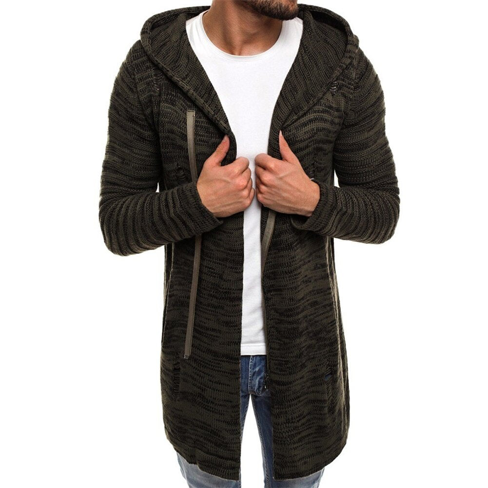 Youthup Mens Long Over Hip Knit Cardigan Sweater