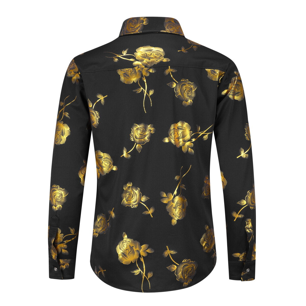 Youthup Mens Rose Foil Stamping Casual Shirt