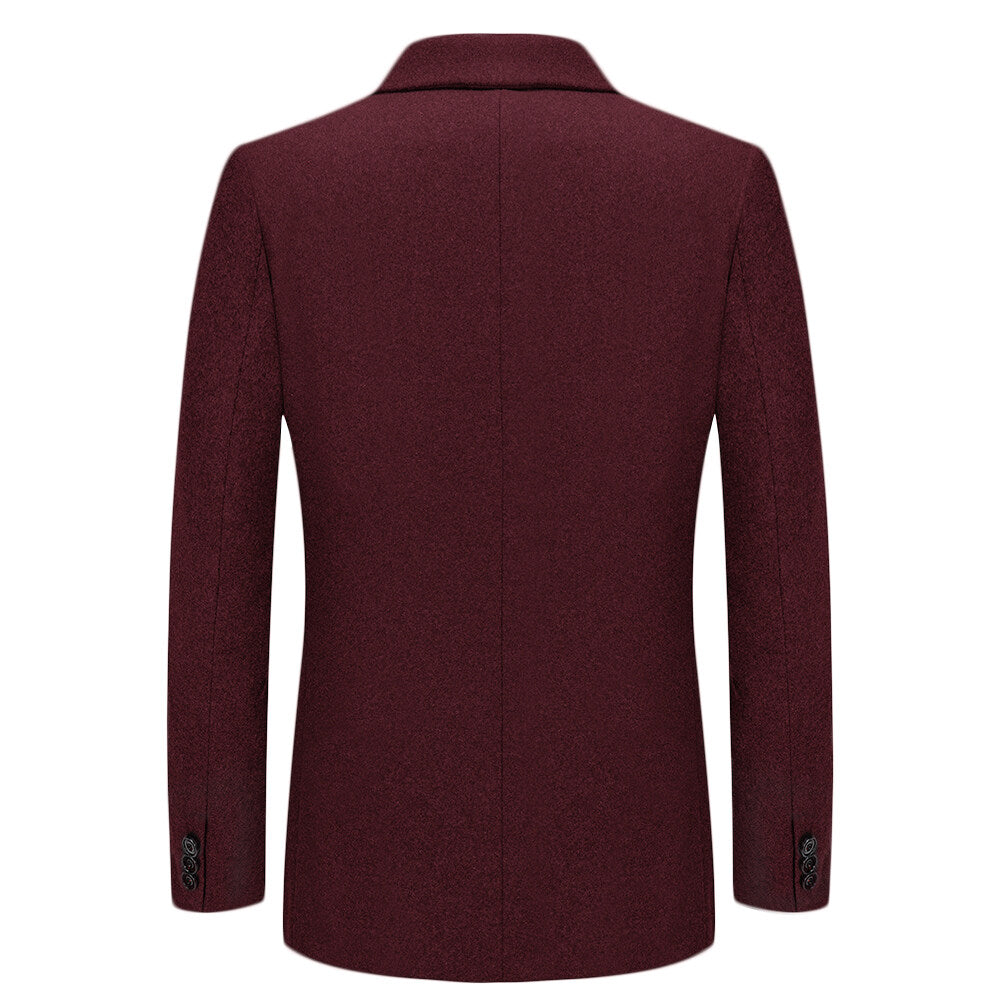 Youthup Mens Double-Breasted Wool Blazer Slim Fit Velvet Coat