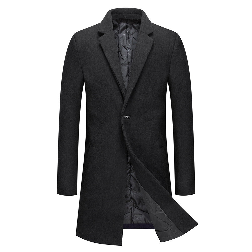 Youthup Mens Wool Blend Coat Lapel Fashion Slim Fit Overcoat