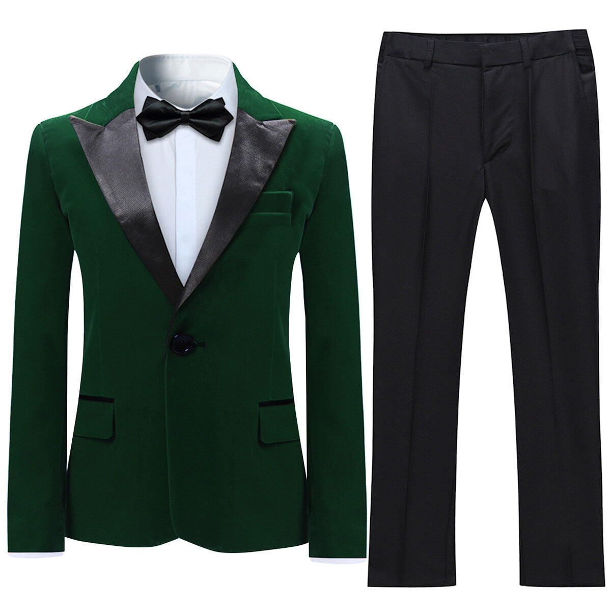 Youthup Boys 2Pce Dress Suit Velvet Slim Fit Blazer and Pants