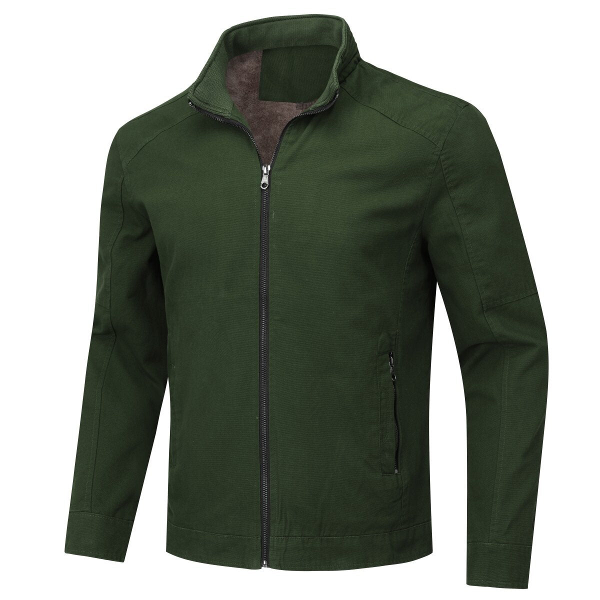 Youthup Mens Thickened Interior Plush Casual Zip Jacket