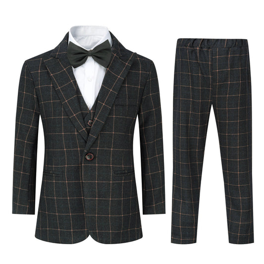 Youthup Boys 3 Piece Plaid Dress Wedding Party Suit Blazer and Vest and Pants