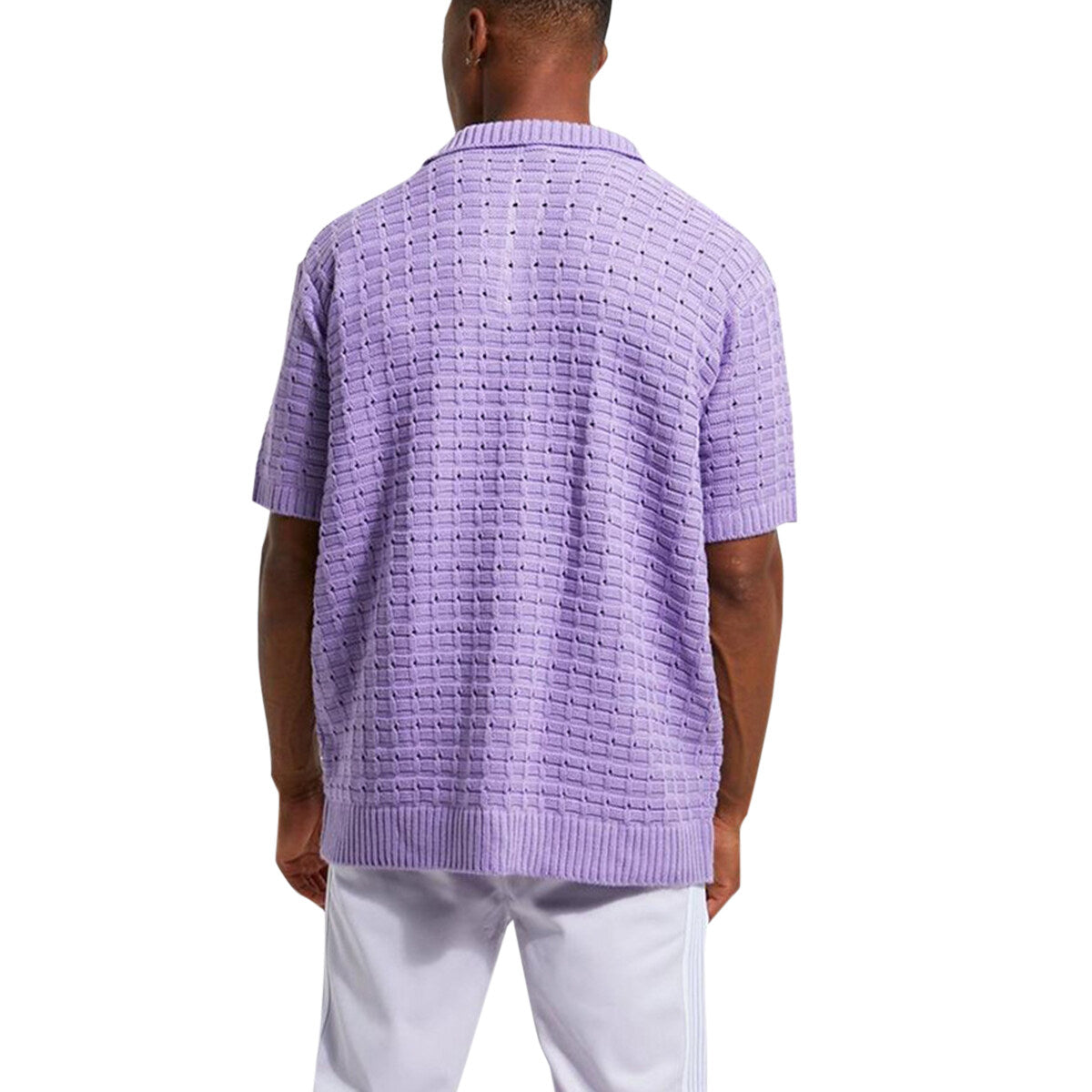 Youthup Mens Knitted Cutout Tee Hollow Short Sleeve T-Shirt