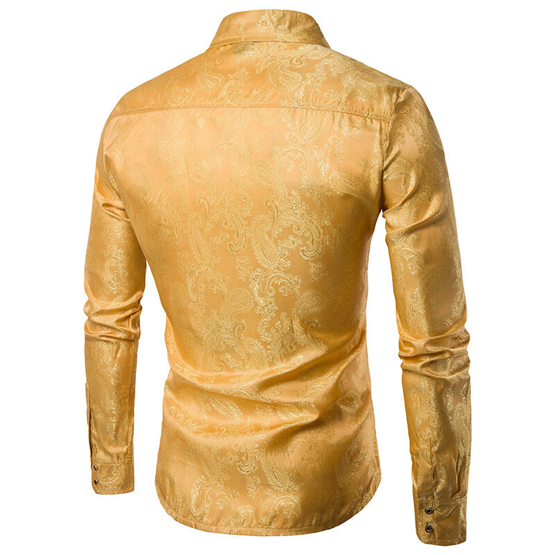 Youthup Mens Paisley Pattern Fitted Shirt