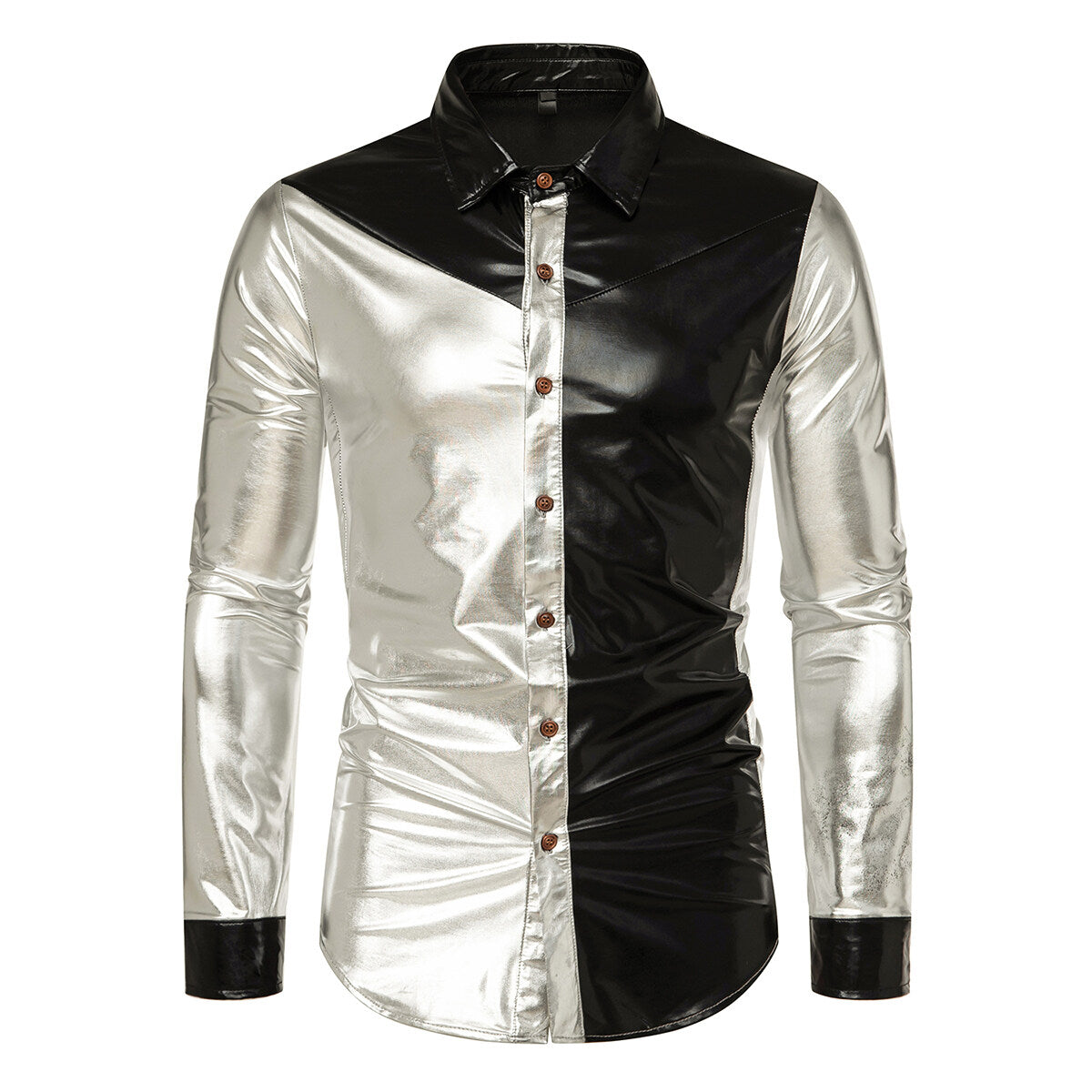 Youthup Mens Prom Shiny Glossy Waterproof Party Shirt