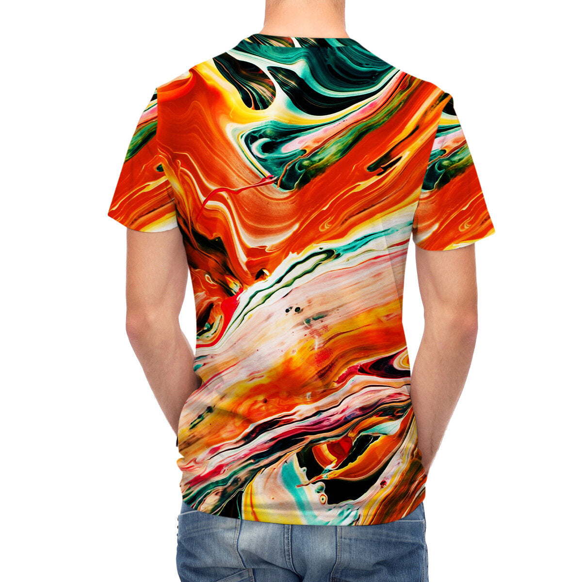 Youthup Mens 3D Marble Print Pattern Short Sleeve T-Shirt
