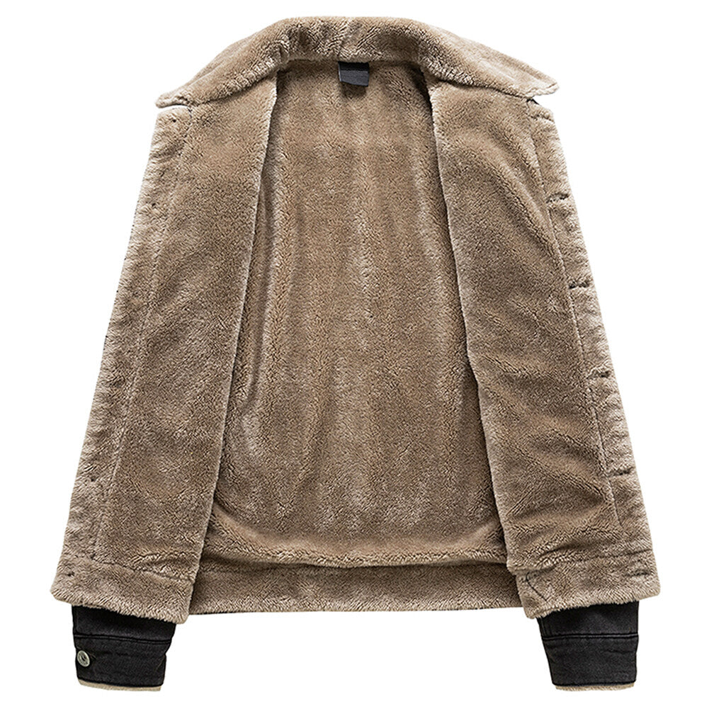 Youthup Mens Fleece Lined Coat Thick Denim Jacket