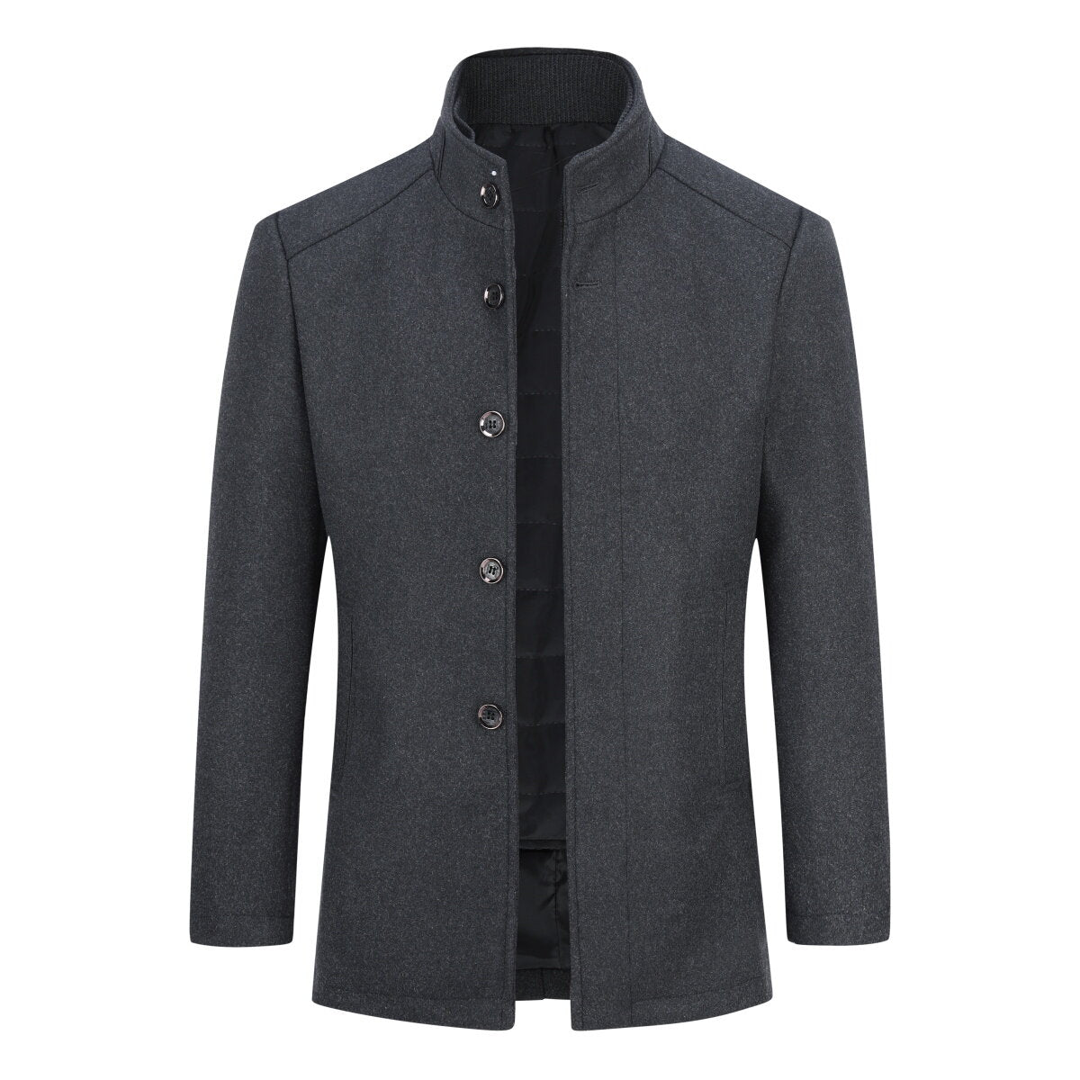 Youthup Mens Single Breasted Slim Fit Wool Coat And Thickened Vest