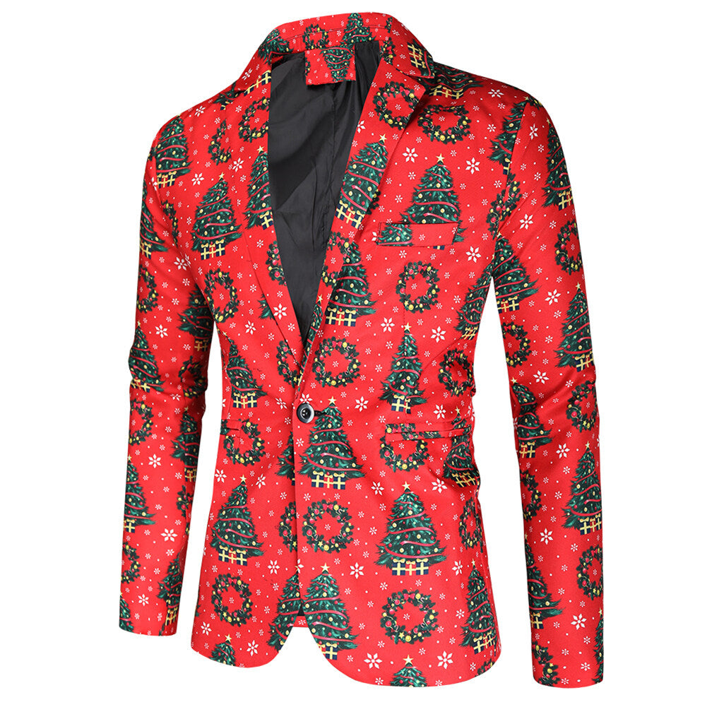 Youthup Mens Christmas 3Pce Christmas Tree Festival Blazer Vest Pant